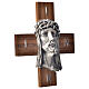 Cruz de madera nogal rostro de Jesús en metal s2