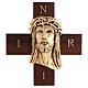 Cruz de madera nogal rostro de Jesús en metal s5