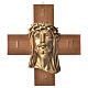 Crucifix bois de noix visage Christ s1
