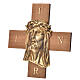 Croce legno noce volto di Cristo metallo s4