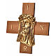 Cruz madeira nogueira rosto de Cristo metal s7