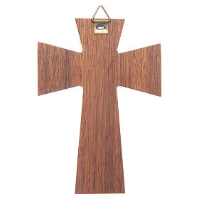 Crucifijo de madera de nogal cuerpo plateado 10 cm