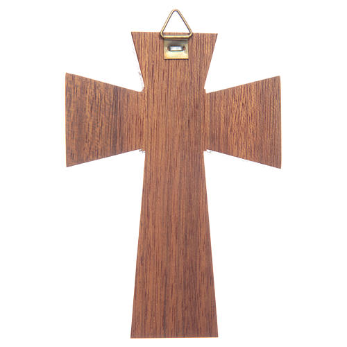 Crucifixo madeira de nogueira corpo prateado 10 cm 2