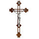 Crucifixo estilizado quadrados madeira nogueira corpo prateado s1
