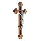 Crucifixo estilizado quadrados madeira nogueira corpo prateado s3