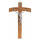 Curved crucifix in oak wood and body in metal s1