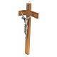 Curved crucifix in oak wood and body in metal s2