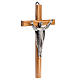 Cruz estilizada de caoba, cuerpo de Jesús plateado s3