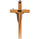 Cruz estilizada de caoba, cuerpo de Jesús plateado s4
