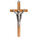 Crucifix stylisé, bois d'acajou corps argenté s1