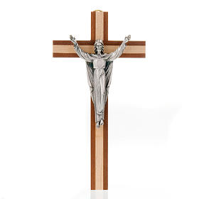 Cristo Ressuscitado cruz madeira mogno e pinheiro