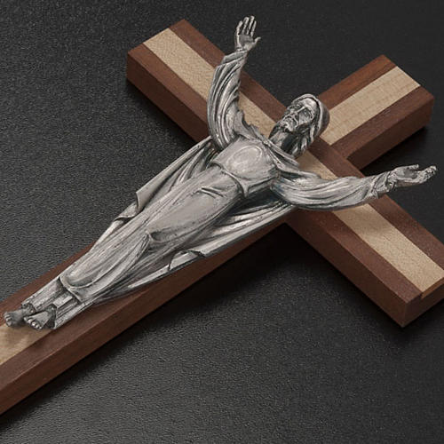 Cristo Ressuscitado cruz madeira mogno e pinheiro 3