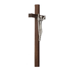Cristo resucitado, cruz madera de nogal delgado