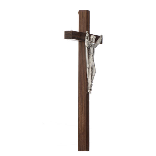 Resurrected Christ crucifix on thin walnut wood. 2