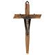 Crucifix bois d'olivier, Christ ressuscité bronze s1