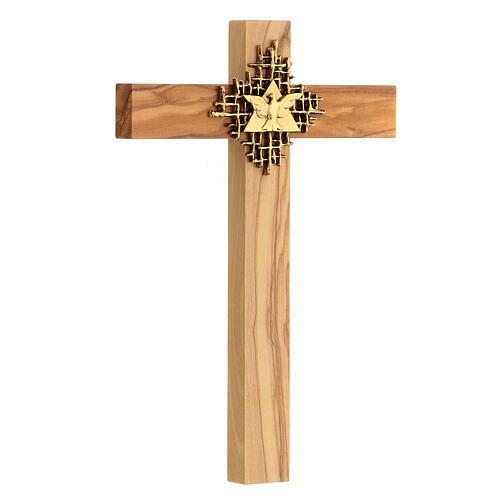 Cruz de madera de olivo del Espíritu Santo dorado 3