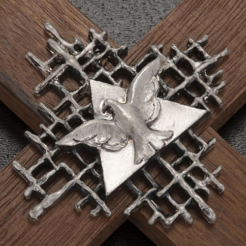 Cross in walnut wood with Father and Holy Spirit 2