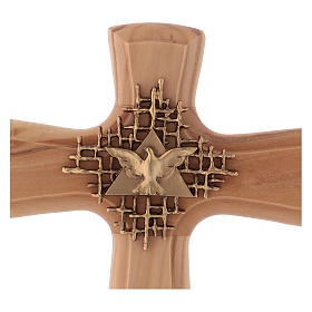 Kreuz aus Olivenholz mit Vater und heiligen Geist.