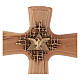 Cruz de madera olivo redondeada, Padre y Espíritu Santo s2