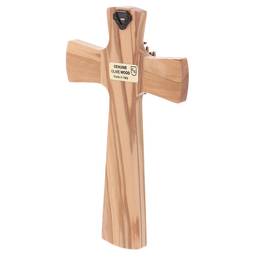 Crucifix bois d'olivier, Père, Saint Esprit, arrondi 3