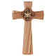 Krzyż drewno oliwne zaokrąglony Bóg Ojciec i Duch Święty s1