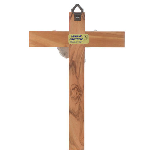 Cristo resucitado en plateado, cruz madera de olivo 4