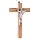 Cristo resucitado en plateado, cruz madera de olivo s3