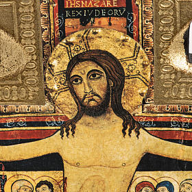 Kruzifix von San Damiano aus Holz mit Rand.