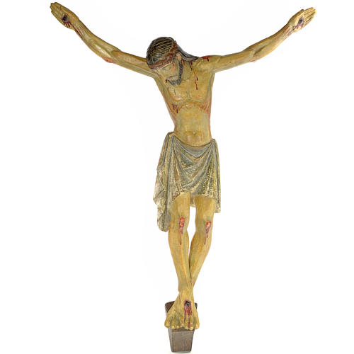 Romanesque body of Christ in wood paste, antique decorations 100 1
