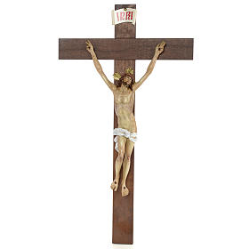 Crucifix, Agony, 45cm in wood paste with elegant decorations