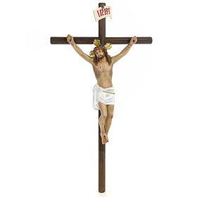 Crucifix, 30cm in wood paste with elegant decorations