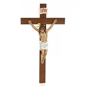 Classic crucifix, 30cm in wood paste with elegant decorations
