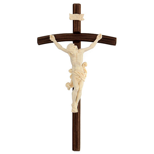 Kruzifix, Modell Leonardo, Kreuz mit gebogenem Balken, Korpus natur 1