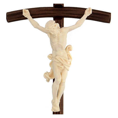 Kruzifix, Modell Leonardo, Kreuz mit gebogenem Balken, Korpus natur 2