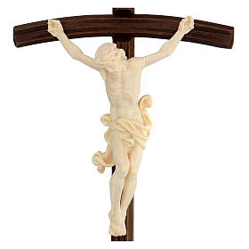 Crucifixo Leonardo cruz madeira de bordo natural Val Gardena