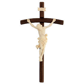 Crucifix cross Leonardo in natural maple Val Gardena wood