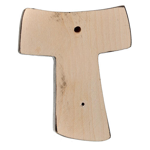 Tau cross with Saint Francis, painted linden wood, Val Gardena, 11.8 in 3