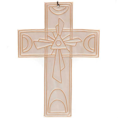 Kreuz um zu haengen Keramik Dreifaltigkeit 3