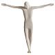 Crucifix stylisé argile blanche et croix bois 28 cm s6
