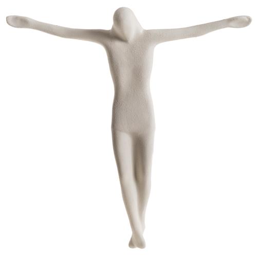 Crocifisso argilla bianca su croce legno 28 cm 6