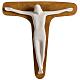 Crocifisso argilla bianca su croce legno 28 cm s2