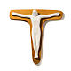 Crocifisso argilla bianca su croce legno 28 cm s1