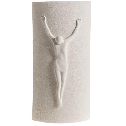Crucifixo "Stele" argila branca 29,5 cm 1