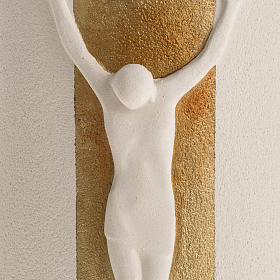 Crucifix argile blanche et or mod. Stele 29.5 cm