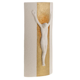 Crucifix argile blanche et or mod. Stele 29.5 cm s3
