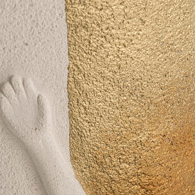 Crocefisso Stele argilla bianca e oro 29,5 cm s4