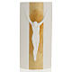 Crucifix argile blanche et or mod. Stele 29.5 cm lumière s2