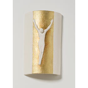 Kruzifix auf Stele mit Gold, 17,5cm. s1