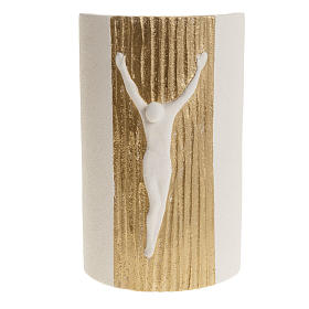 Crucifijo para la mesa arcilla blanca 11 cm. s1