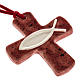 Pottery cross red with fish s1